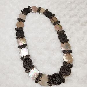 Seashell and Pewter Elastic Fashion Belt